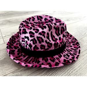 Pink and black leopard hat